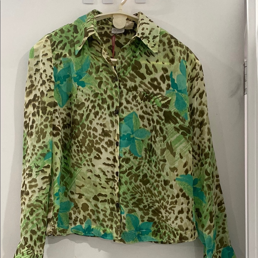 Leopard and Floral Print Women's Blouse
